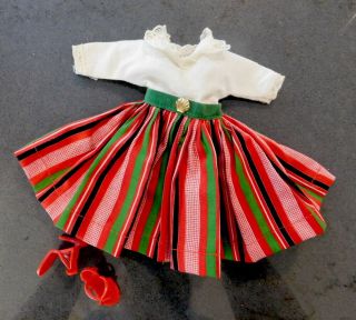Vintage Little Miss Revlon 9121 Gay Striped Dress With Red Shoes