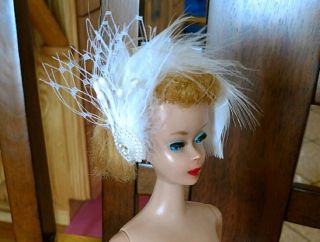 Barbie Hats For Vintage Barbie Clothes White Feathered Hatband Gorgeous