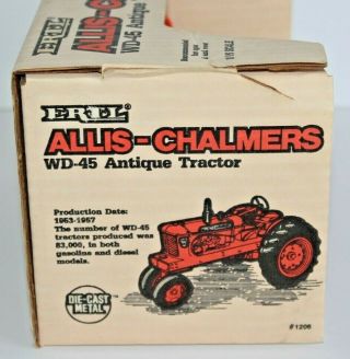 ERTL 1:16 Scale Allis Chalmers WD - 45 Antique Tractor Die Cast Metal Toy 4