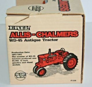 ERTL 1:16 Scale Allis Chalmers WD - 45 Antique Tractor Die Cast Metal Toy 5
