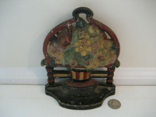 Antique Cast Iron Flower Basket Doorstop