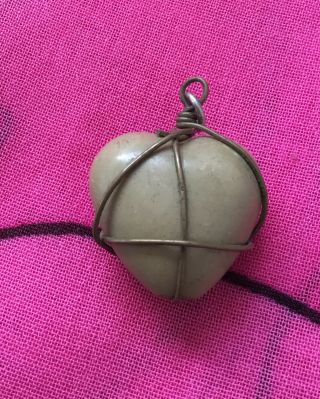 Vintage Antique Gold Wire Wrapped Love Heart Charm Pendant Estate Find Vtg Boho