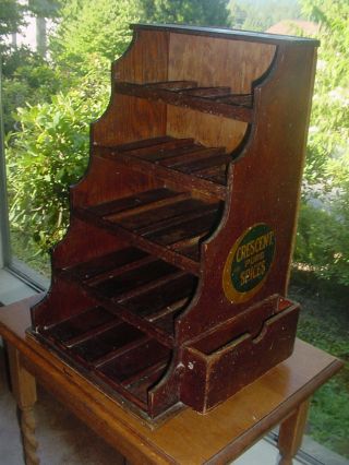 Old Antique Crescent Spice Can Wood Store Display Case Cabinet
