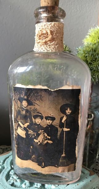 Oddities Antique Bottle Victorian Witches Pagan Macabre Gothic 12” Tall