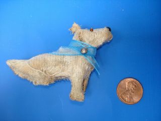 Antique Miniature Dog Cloth And Woden Body Possible Germany 1900s.