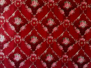 Early 20th C.  French Printed Cotton Floral Fabric (2577)