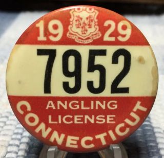 Vintage 1929 Connecticut Angling License 7952