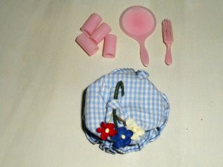 Vintage Barbie Francie Tuckered Out 1253 Minty Cap,  Curlers Mirror Brush