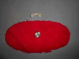 Vintage Barbie Susy Suzy Goose Vanity Telephone Receiver & Fuzzy Oval Red Rug