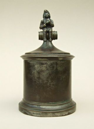 Lovely Antique Brass Pewter Tobacco Jar Pot Tin Humidor Tobacciana Metalware