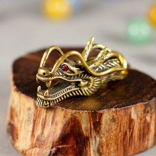 1pcs China Antique Brass Dragon Head Pendant Accessories