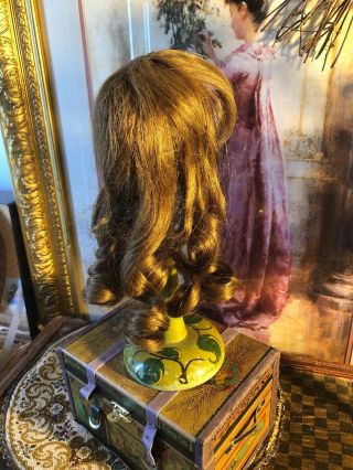 Antique Style Vintage Brown French Human Hair Doll Wig