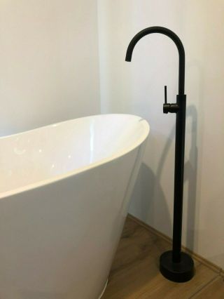 Bath Tap Antique Black Floor Mounted Freestanding Tub Filler Faucet Lever Handle 3