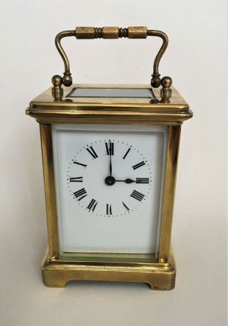 Antique / Vintage French Brass Mechanical Carriage Clock & Key 2