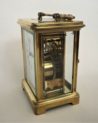 Antique / Vintage French Brass Mechanical Carriage Clock & Key 3