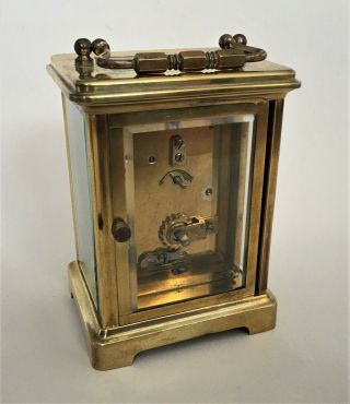 Antique / Vintage French Brass Mechanical Carriage Clock & Key 4