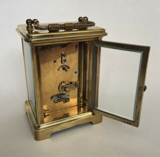 Antique / Vintage French Brass Mechanical Carriage Clock & Key 8
