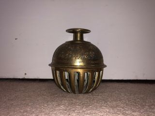 Large Brass Vintage Painted Etched Indian Brass Elephant Claw Bell