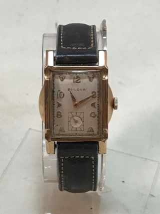Vintage Art Deco 10k Rgp Bulova 17j Mens Wrist Watch Runs & Keeps Time