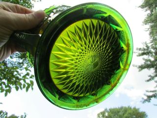 Cambridge INVERTED FEATHER ANTIQUE CARNIVAL GLASS CRACKER JAR GREEN GORGEOUS 3