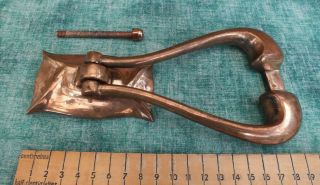 Large Reclaimed Arts & Crafts Style Copper Door Knocker & Fixing Bolt