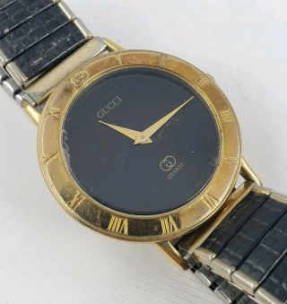 Vintage Mens Auth.  Gucci Quartz 3000m Gold Plated Wrist Watch -