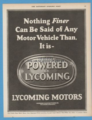 1928 Lycoming Motors Williamsport Pa Antique Automobile Car Engine Print Ad