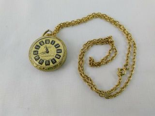 Lucerne Swiss Wind - Up Ladies Pendant Pocket Watch With Chain & S1