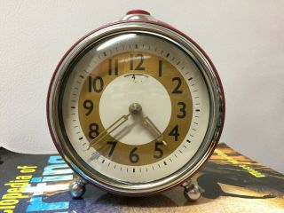 Pottery Barn Alarm Clock Battery Red & Silver