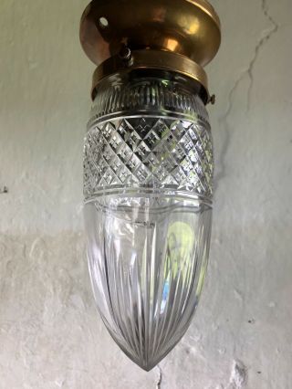 Antique Vintage French Cut Glass Acorn Ceiling Light.  Edwardian Style