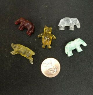 6 Vintage Czech Glass Cat Pig Elephant Figural Jewelry Piece Beads