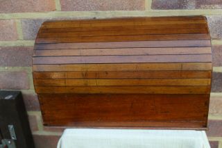 LATE VICTORIAN c 1900 LARGE OAK TAMBOUR FRONTED LETTER RACK STATIONARY BOX. 2