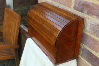 LATE VICTORIAN c 1900 LARGE OAK TAMBOUR FRONTED LETTER RACK STATIONARY BOX. 3