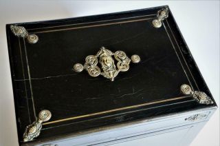 ANTIQUE FRENCH NAPOLEON III Ebony & Brass CAVE A LIQUEUR DECANTER BOX A/F 7