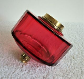Lovely Victorian Cranberry Glass Multi Faceted Oil Lamp Font.  Suit Duplex Burner