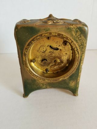 Vintage Gold Gilded Wind Up Small Bureau Antique Clock 4
