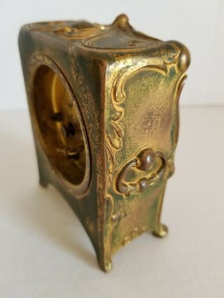 Vintage Gold Gilded Wind Up Small Bureau Antique Clock 5