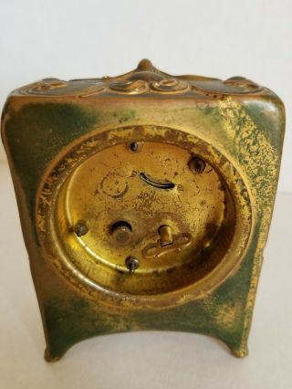 Vintage Gold Gilded Wind Up Small Bureau Antique Clock 8