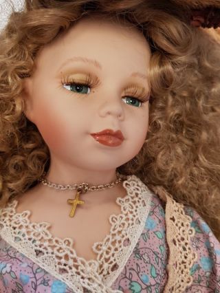 28 Blonde Vintage Bisque Doll 20 " Porcelain Material Body