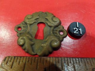 Vintage Antique French Key Hole Cover Escutcheon Brass Hardware I - 21