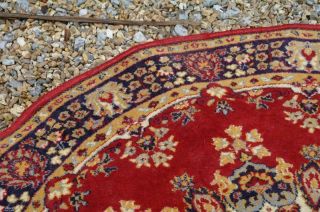 Vintage Royal Persian Round Wool Rug Eulan Belgium Made Mid Century Rustic Chic 5