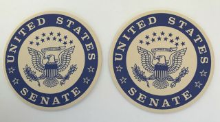 2 United States Senate Coasters 4 " Cardboard E Pluribus Unum Usa