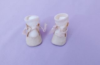 Antique / Vintage Oil Cloth Doll Shoes & Rayon Socks 1940s - 50s
