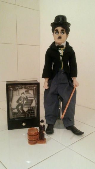 Vintage Charlie Chaplin Doll 1972 Bubbles Inc.  1981 Music Box.  Toothpick Holder