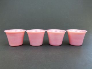 Peking Glass Set 4 Opaque Pink Cups Or Glasses Antique Victorian Edwardian China
