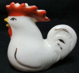 Antique Vintage Figural Toothpick Holder - Hand Painted White Rooster