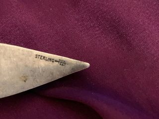 Antique Sterling Tatting Shuttle - Webster Co - Initial 