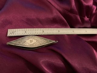 Antique Sterling Tatting Shuttle - Webster Co - Initial 