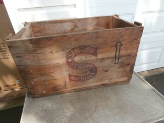 Antique Wooden Crate Box Singer Sewing Machines