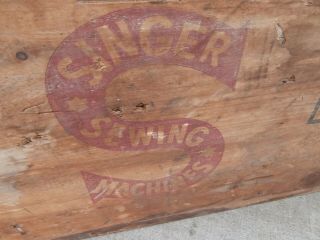 ANTIQUE WOODEN CRATE BOX SINGER SEWING MACHINES 6